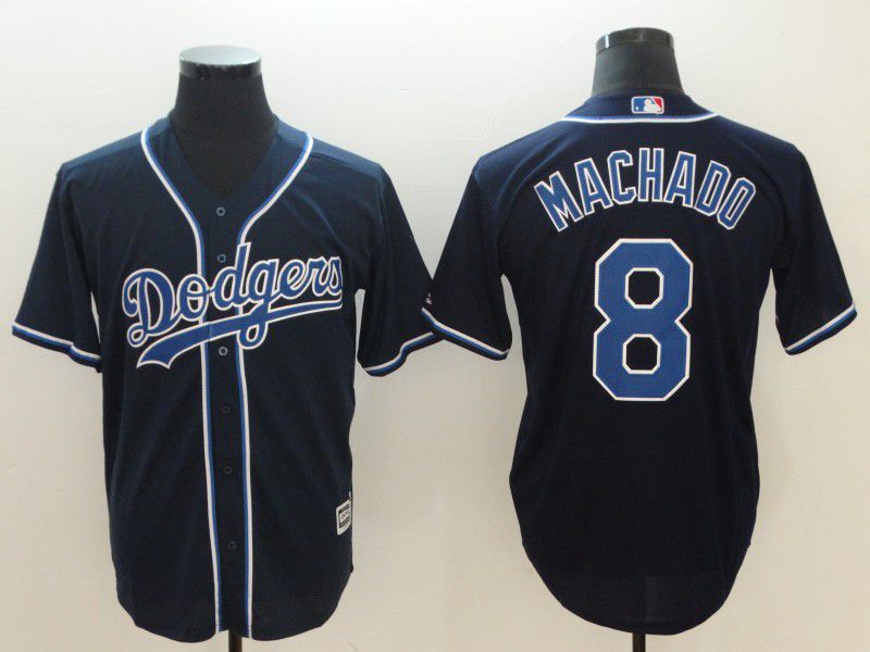 Men Los Angeles Dodgers #8 Machado Black Throwback MLB Jerseys->->MLB Jersey